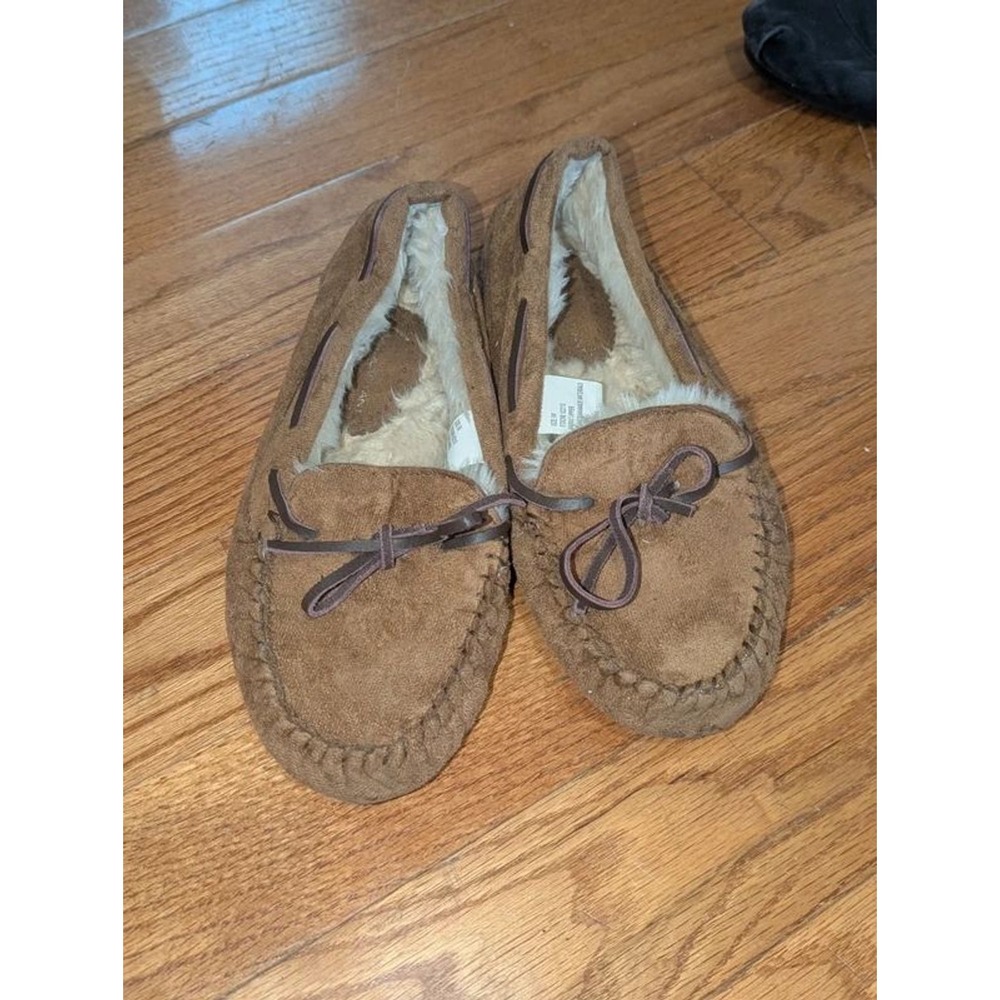 Lane Bryant faux fur moccasins slippers 9 W Wide Width